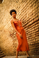 Vestido Satén Teja