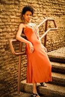 Vestido Satén Teja