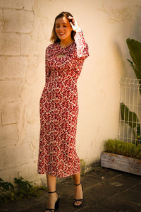 Vestido Burdeos Estampado