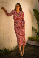 Vestido Burdeos Estampado