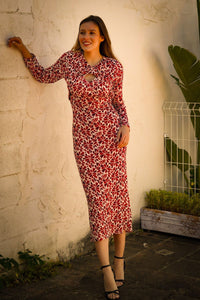 Vestido Burdeos Estampado