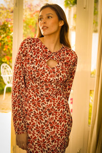 Vestido Burdeos Estampado