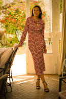 Vestido Burdeos Estampado