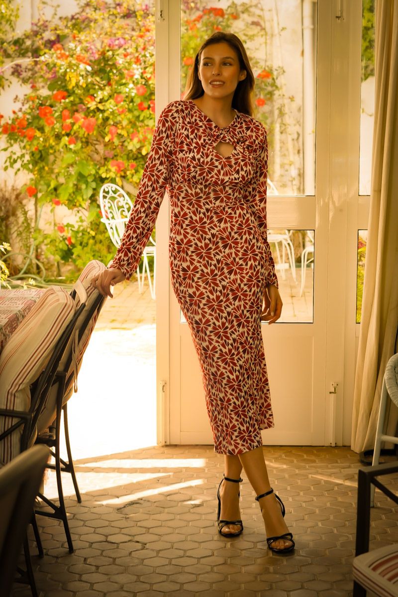 Vestido Burdeos Estampado