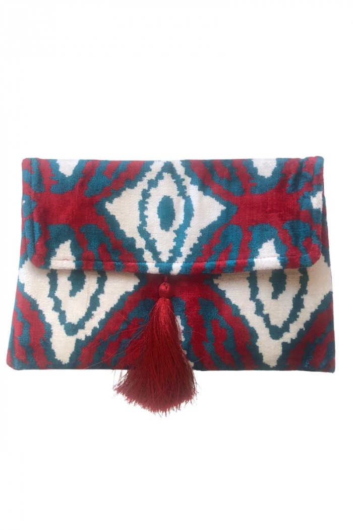 Cartera Ikat Rojo Turquesa