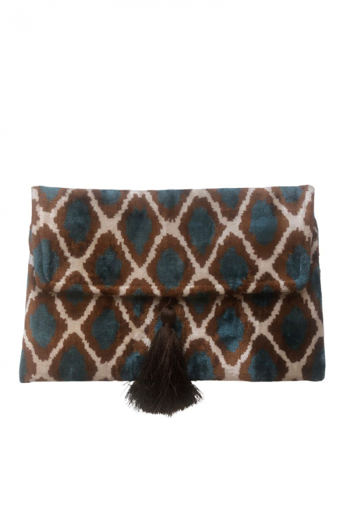 Cartera Ikat Marrón Turquesa