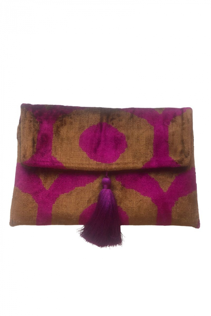 Cartera Ikat Marrón Fucsia