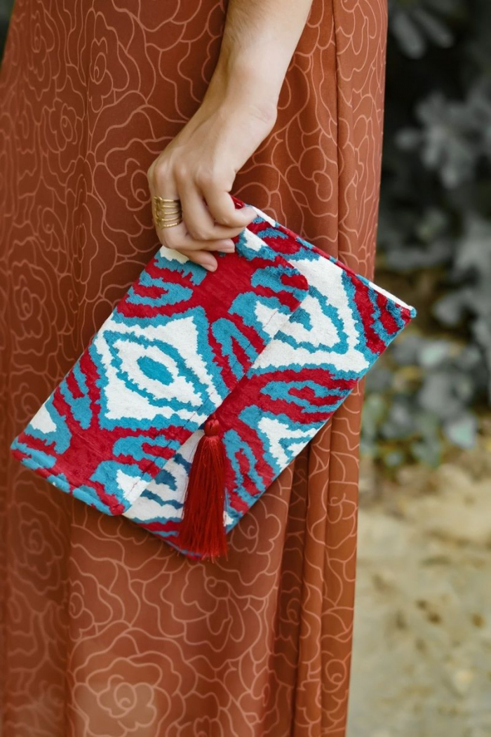 Cartera Ikat Rojo Turquesa