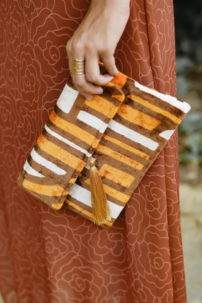 Cartera Ikat Marrón Naranja