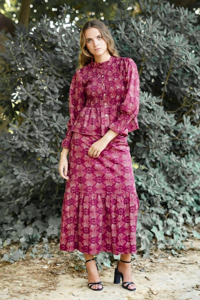 Falda Burdeos Estampada